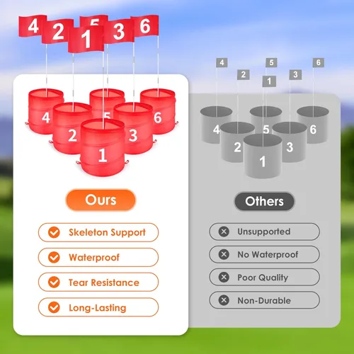 Miniatura 8 de Juego de cubo de golf al aire libre, juguetes de práctica de golf para familia, adultos y niños, campo de golf portátil para patio trasero, césped