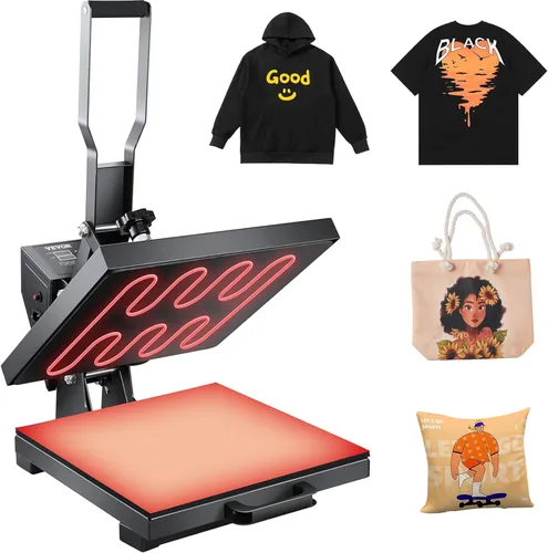 Miniatura 10 de VEVOR - Máquina de prensa de calor 2 en 1 para camisetas y gorras, máquina de prensa de camiseta digital profesional de 15 x 15 pulgadas con retorno