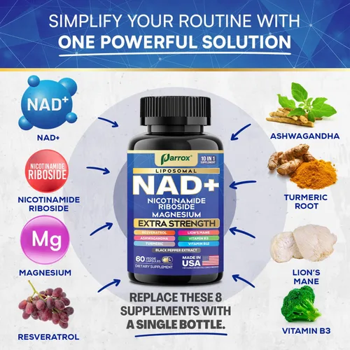 Miniatura 2 de Paquete de colágeno + NAD+ – Péptidos de colágeno hidrolizados con biotina, queratina, ácido hialurónico y antioxidantes + NAD+ liposomal avanzado