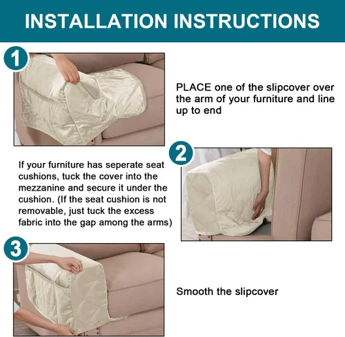 Miniatura 6 de Turquoize Fundas de terciopelo para reposabrazos para sillas y sofás, fundas para reposabrazos de sofá reclinable con bolsillo lateral, fundas
