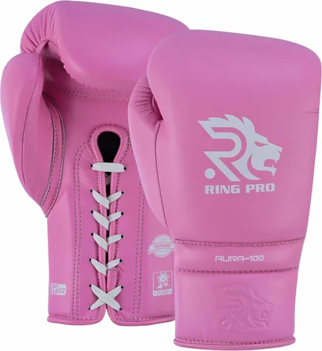 Miniatura 11 de Aura 100 Guantes de Boxeo de Cuero de Grano Completo con Cordones para Hombres y Mujeres, para Entrenamiento, Sparring, Muay Thai, Kickboxing, Saco