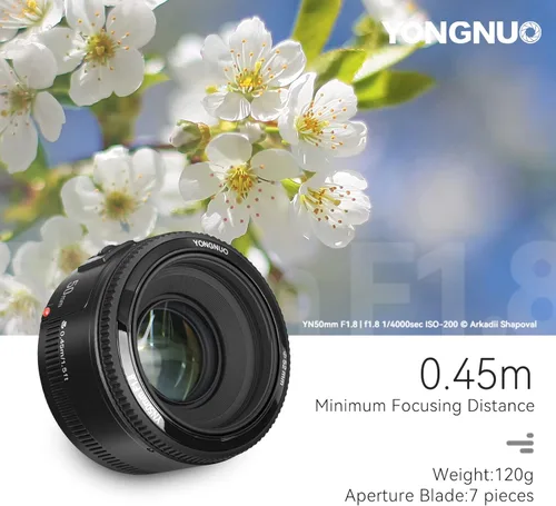Miniatura 3 de Yongnuo YN50 mm F1.8 lente principal estándar de gran apertura enfoque automático, lente para cámara con montura Canon EF Rebel