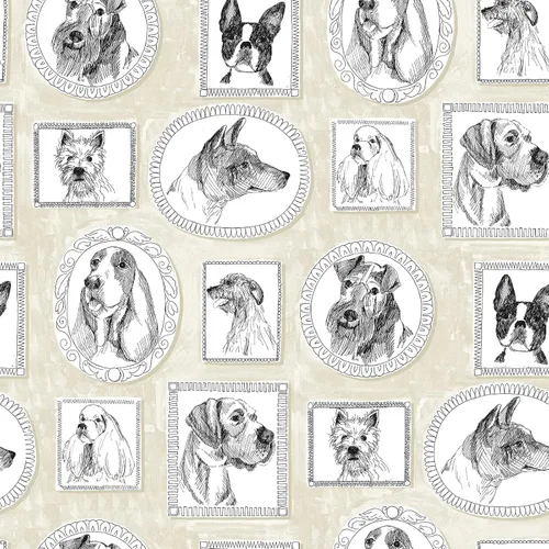 Miniatura 11 de Surface Style Papel tapiz autoadhesivo con diseño de garabatos de perro, negro/blanco