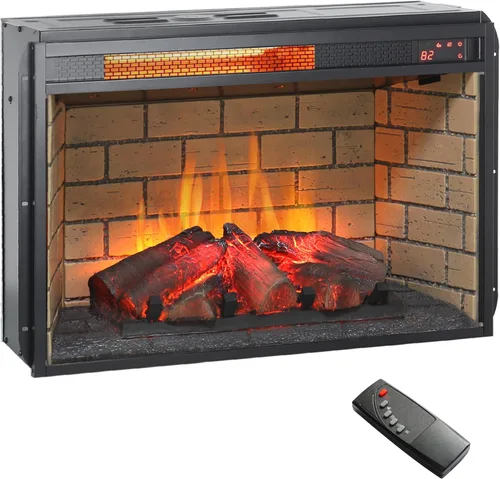 Miniatura 14 de Inserto de chimenea eléctrica de 18 pulgadas, calentador ultrafino con juego de troncos y llama realista, protección contra sobrecalentamiento