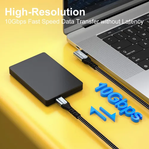 Miniatura 2 de Fasgear Cable USB C a USB C 3.1 Gen 2 de 1,8 m, tipo C de 90 grados, cable de 100 W, salida de video 4K a 60 Hz, cable de carga de 5 A compatible 1