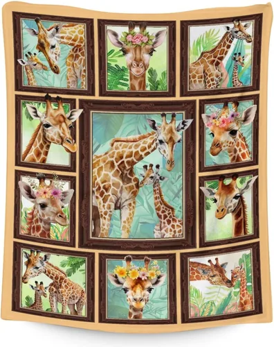 Miniatura 27 de Manta de jirafa para regalo, 30 x 40 pulgadas, bonita manta para adultos y niños, mantas amarillas de felpa suave para sofá, oficina
