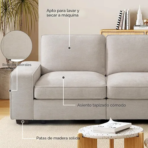 Miniatura 5 de TEKAMON Sofá Modular de 100" con Almacenamiento en los Asientos, Cómodo Sofá de Tela Chenilla de 3 Plazas para Sala de Estar, Oficina, Apartamento