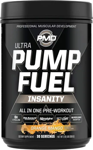 Miniatura 2 de PMD Sports Ultra Pump Fuel Insanity - Pre entrenamiento - Mango naranja tropical (30 porciones) Sports CG5 Premium Creatina y L-Glutamina en polvo