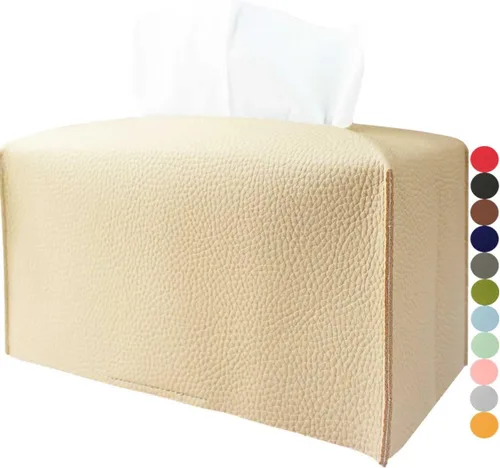 Miniatura 25 de Cubierta de Caja de Paños Grande Rectangular – Soporte de Caja de Paños Rectangular de Tamaño Plus con Cinturón Inferior [JESMINI, Negro] Soporte