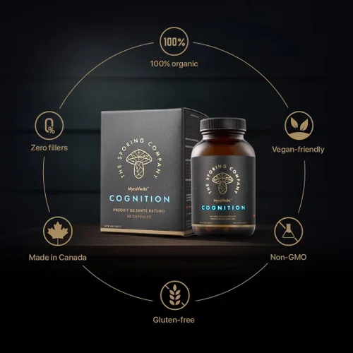 Miniatura 5 de Mycoveda Cognition Lions Mane Hongo, Bacopa Monnieri Suplemento natural para una mejor cognición y concentración