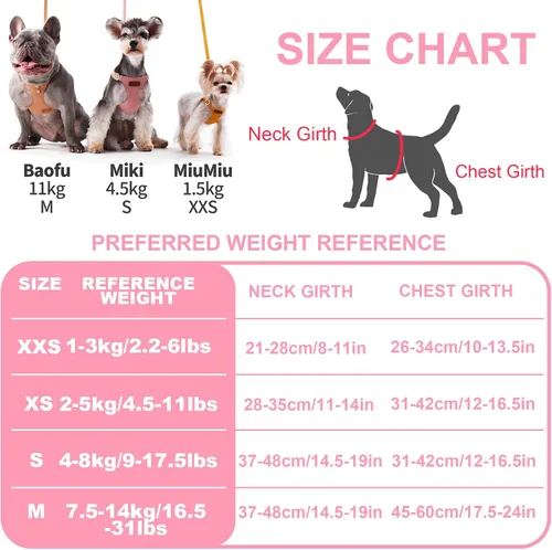 Miniatura 5 de Puppytie Arnés sin tirones para perro, con correa multifunción, pechera suave y ajustable para mascota, no ahorca, chaleco a prueba de escape, rosa