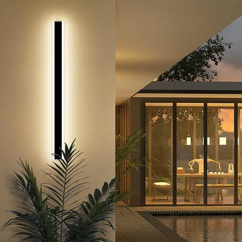 Miniatura 9 de Luz de pared exterior moderna de 47 pulgadas, accesorios de iluminación exterior de acrílico negro de 3000K, montaje en pared, luces de porche