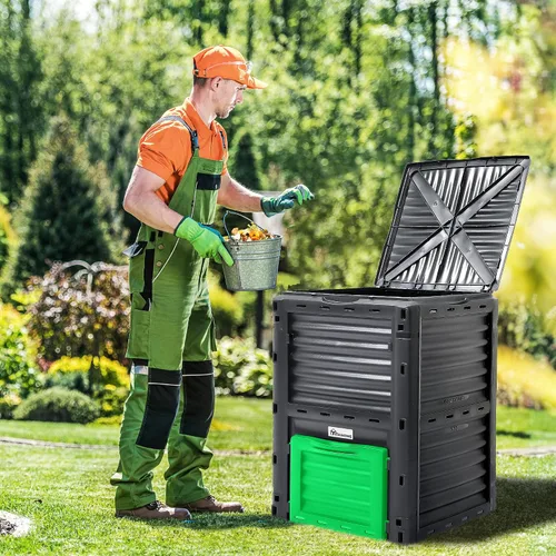 Miniatura 2 de YITAHOME Contenedor de compostaje grande para exteriores, caja de compostaje de 80 galones (300 L) con tapa superior a presión y sistema