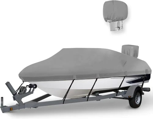 Miniatura 9 de Cubierta para Barco Impermeable de PU 1200D Resistente, 16'- 18.5' Lona de Poliéster de Grado Marino Remolcable, Se Adapta a Casco en V de 16-18.5
