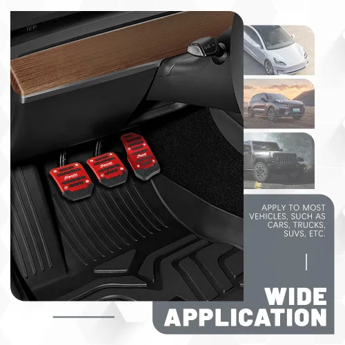 Miniatura 3 de Zufoty 3 almohadillas antideslizantes de aleación de aluminio para coche, pedal de freno de automóvil, cubierta de almohadilla de pedal