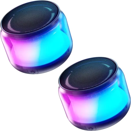 Miniatura 7 de LENRUE - Altavoces Bluetooth portátiles con luces de colores, sonido fuerte, pequeño altavoz Bluetooth con emparejamiento estéreo inalámbrico, mini