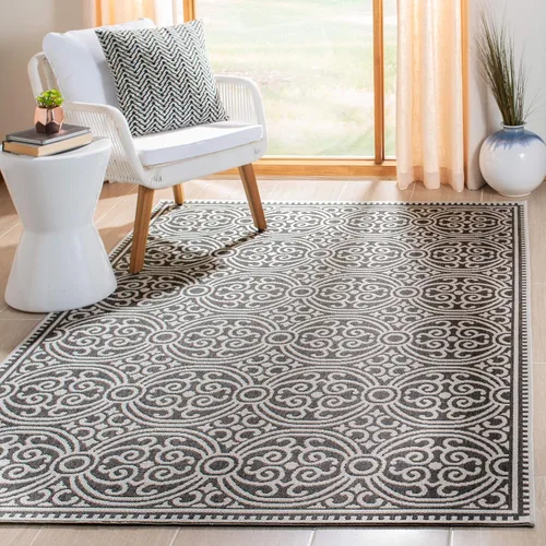 Miniatura 29 de SAFAVIEH Alfombra lavable para exteriores Linden Collection - 4 x 6 pies, aguamarina y crema, no desprende pelusa y fácil de limpiar, ideal
