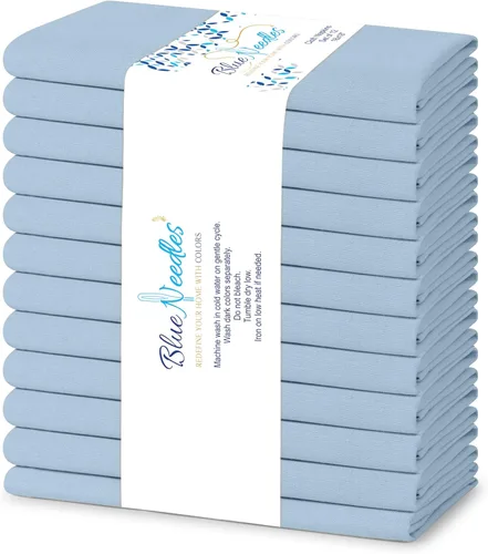 Miniatura 12 de Blue Needles - Juego de 12 servilletas de tela sólidas azul marino 100% algodón, servilletas de cena de 45 x 45 centímetros - Suave, reutilizable