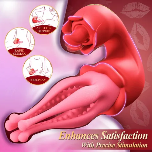 Miniatura 6 de Juguetes sexuales vibrador de punto G consolador lengua juguetes adultos rosa juguete sexual vibrador de 3 en 1 con empuje estimulador de pezón