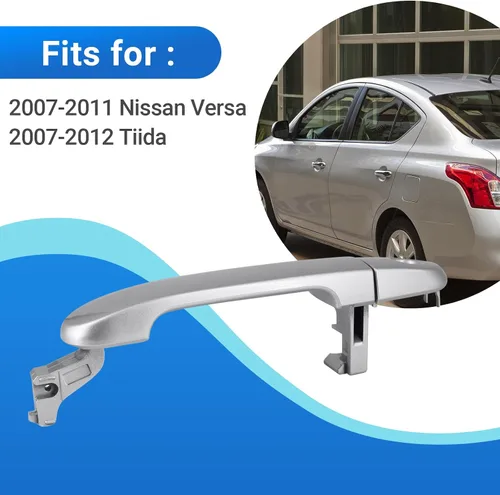 Miniatura 2 de Manija de puerta con orificio de cerradura Compatible con Nissan Versa 2007-2011 Tiida 2007-2012 82641EL12A N1310130 Manija de puerta exterior Tono