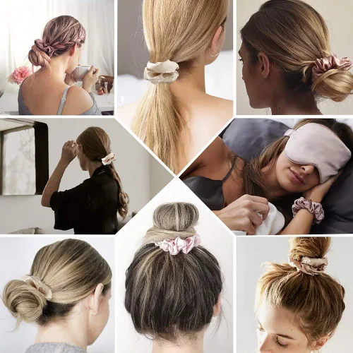 Miniatura 3 de Scrunchies Lazos para el Cabello para Mujeres - Grandes Coleteros de Satén de Seda Bandas Elásticas para el Cabello Accesorios Suaves y Grandes