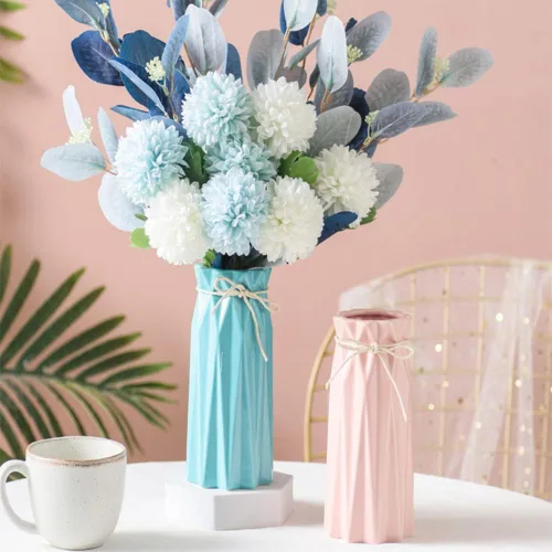 Miniatura 7 de Disoza Florero de cerámica de 9.5 pulgadas de alto x 3.9 pulgadas de ancho, jarrón rosa moderno para decoración del hogar para centros de mesa