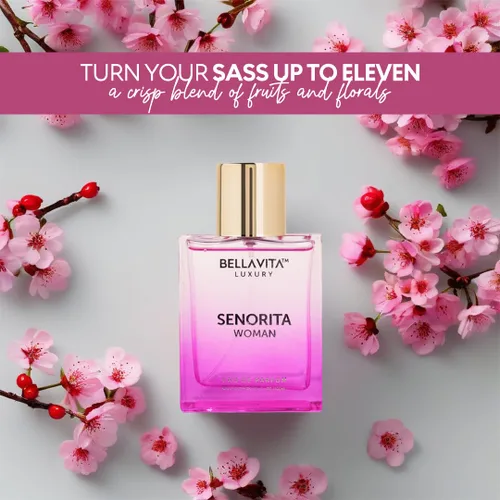 Miniatura 3 de Bella Vita Luxury SENORITA Perfume para Mujeres (3.4 fl.oz) Fragancia Floral y Afrutada con Granada, Menta y Almizcle Notas de Yuzu y Loto