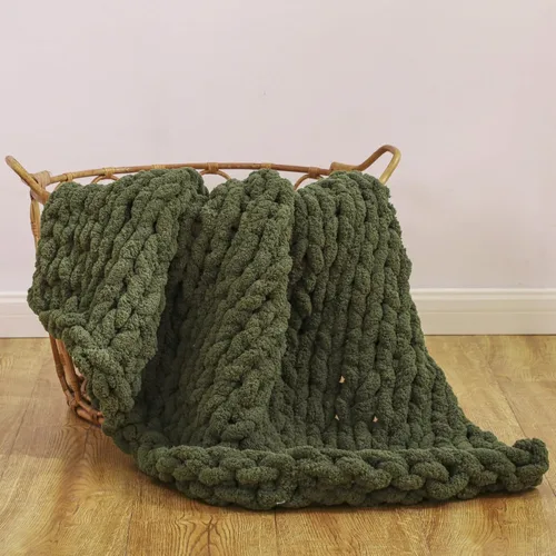 Miniatura 55 de WESHIONGOO Manta de Punto Grueso Throw 40"*40" (101.6cm*101.6cm) Mantas de Punto para Sofá Cama Manta Suave Esponjosa con Hilo Chenille Jumbo Grueso