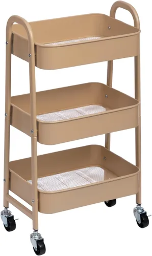 Miniatura 11 de AGTEK Carrito utilitario de 3 niveles con ruedas bloqueables, almacenamiento multifuncional de metal, carrito organizador para cocina, oficina, sala