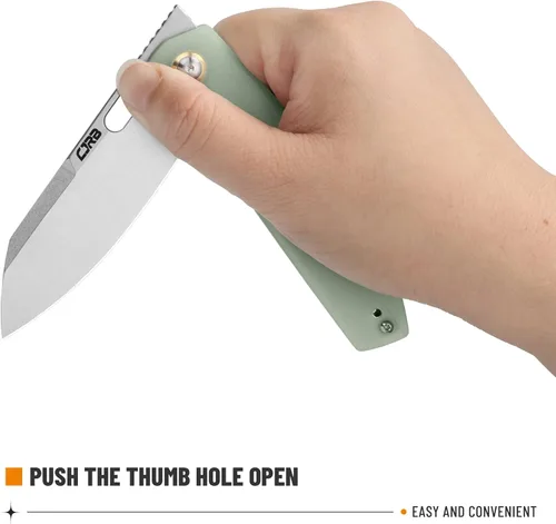 Miniatura 6 de CJRB - Cuchillo EDC de bolsillo, Ekko (J1929), pequeño cuchillo plegable AR-RPM9 hoja de acero y verde natural G10 al aire libre para hombres
