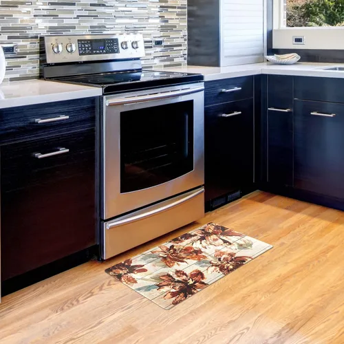 Miniatura 2 de J&V TEXTILES Tapete de cocina antifatiga para piso, alfombra corredor de cocina acolchada con temática en relieve, antideslizante, fácil de limpiar