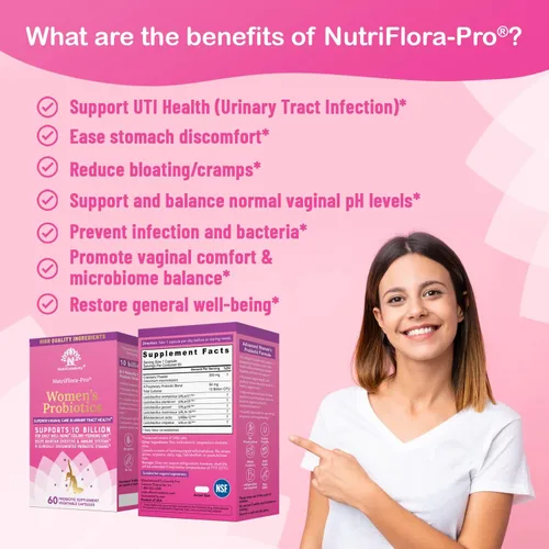 Miniatura 6 de Nutricelebrity NutriFlora-Pro Probióticos para mujeres - Apoya la salud vaginal, urinaria (UTI), sistema digestivo, dolor menstrual, levadura