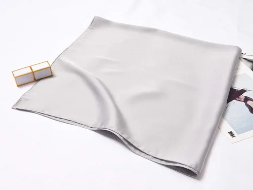 Miniatura 15 de Conjunto de bufanda de poliéster de gasa cuadrada de satén suave y grande para mujer, cuello de cabeza, multiuso, colores sólidos disponibles