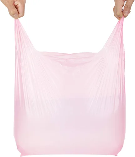 Miniatura 2 de LazyMe Bolsas para camisetas, bolsas de plástico rosas con asas para comestibles y venta al por menor, Bolsas de plástico para negocio, 12x20