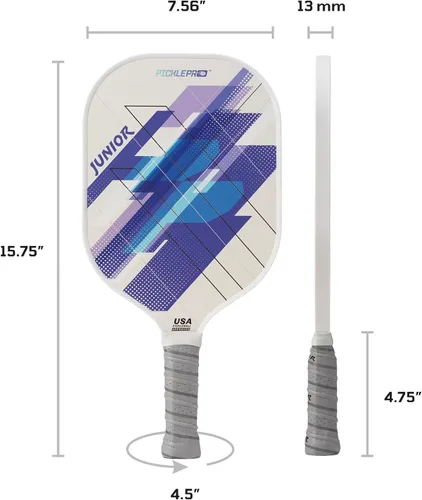 Miniatura 8 de PicklePro Junior - Paleta de pickleball juvenil con cubierta, pala ligera de fibra de vidrio para principiantes y jugadores jóvenes, agarre Malibu V2