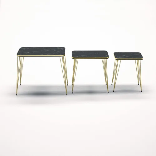 Miniatura 6 de Juego de 3 anidadores rectangulares, mesa anidable, base moderna de aspecto de grano de madera para mesas de centro o mesitas de noche, mesa