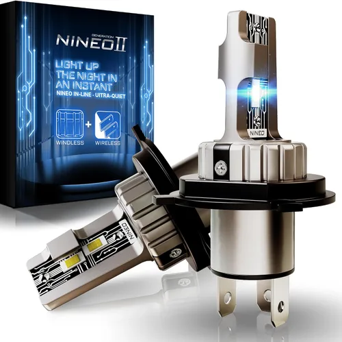 NINEO Bombillas H4, bombillas 9003, 300% superbrillantes, blanco frío 6500K, tamaño mini real 1:1, Plug and Play, accesorio de deportes motorizados