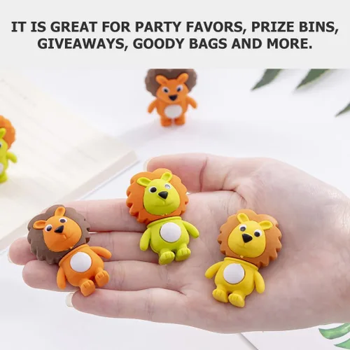 Miniatura 3 de Toyvian 60 unidades de borrador de animales de león, lápices de animales, borradores para niños, niños, estudiantes, borradores en forma de león