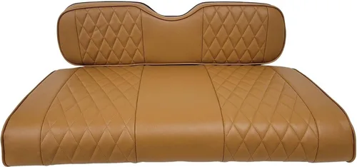 Huskey Parts Company 2 piezas de fundas de asiento para carrito de golf marrón con costura en diamante para Club Car DS 2000.5-2013, vinilo de grado