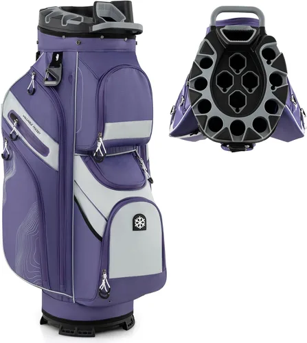 Miniatura 10 de Goplus Bolsa ligera para carrito de golf, bolsa de golf moldeada con separadores organizadores de longitud completa de 14 vías, 11 bolsillos, bolsa