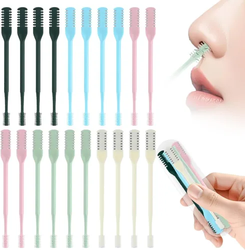 Miniatura 26 de Cortador de pelo nasal 2 en 1, recortador manual de doble cara con cepillo, cuchillo de nariz giratorio de 360° para hombres y mujeres, herramienta