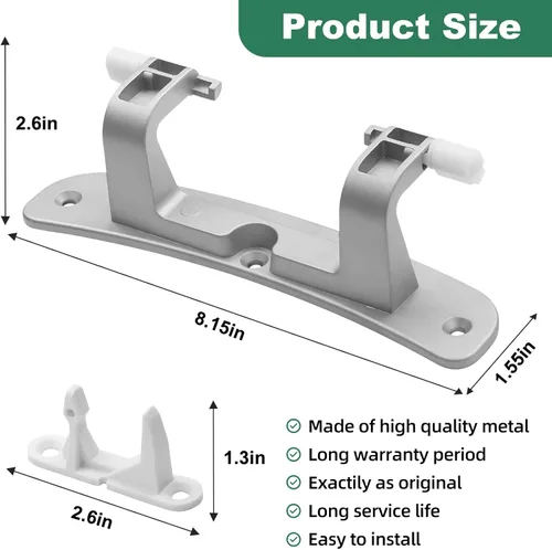 Miniatura 5 de Bisagra de puerta de lavadora Affinity mejorada 134550800 con bujes y kit de golpeador 131763310 – Compatible con lavadoras Frigidaire, Kenmore