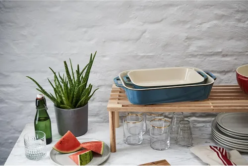 Miniatura 2 de Staub Juego de platos rectangulares de cerámica para hornear, cazuela, 2 piezas, turquesa rústico