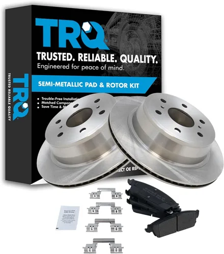 Miniatura 104 de TRQ Juego de pastillas de freno semimetálicas traseras y rotores compatibles con Chevrolet Trailblazer 02-06 Trailblazer EXT 04-06 SSR 02-07 GMC