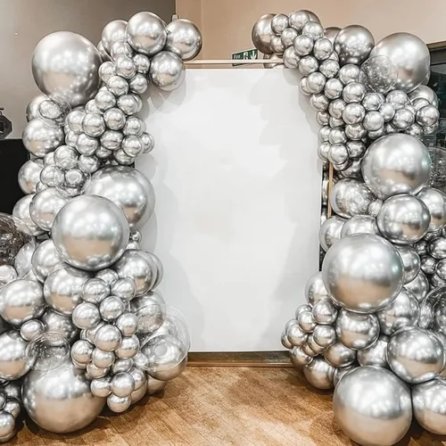 Miniatura 4 de FOTIOMRG 120 globos plateados metálicos de 5 pulgadas, pequeños globos de látex plateado cromado para fiesta, calidad de helio, para cumpleaños