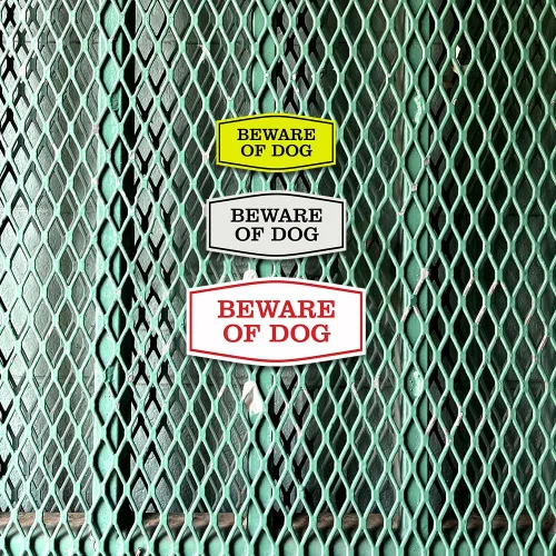 Miniatura 6 de All Quality Fancy Beware of Dog Letrero Material duradero Señales de seguridad para el hogar Fácil de instalar (negro/oro), mediano, 1 paquete