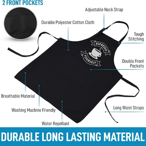Miniatura 2 de Zulay - Paquete de 2 delantales divertidos para hombres y mujeres, delantales de cocina con correa ajustable para el cuello y 2 bolsillos grandes