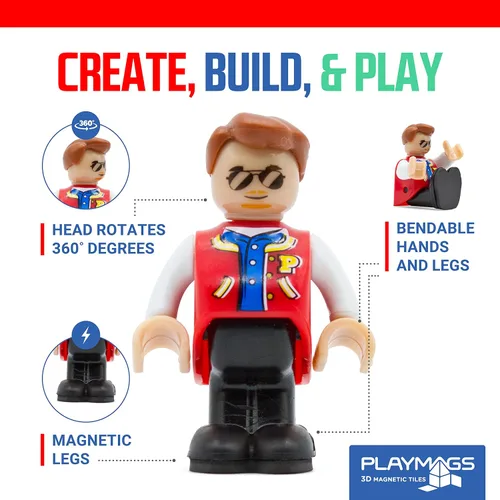 Miniatura 3 de Playmags Figuras Magnéticas Conjunto Comunitario de 15 Piezas – Personas de Juego Perfectas para Bloques de Construcción de Baldosas Magnéticas