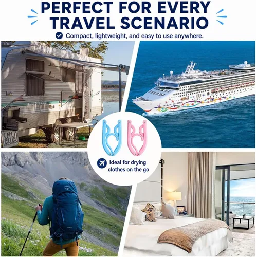 Miniatura 6 de 20 perchas de viaje con 12 clips, accesorios de viaje portátiles, perchas plegables para ropa, tendedero plegable para ropa de viaje, esenciales