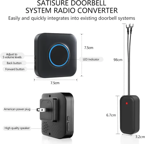 Miniatura 9 de Satisure Timbre de puerta inalámbrico con video y extensor de timbre de video - Compatible con Blink Video Doorbell y Blink Video Doorbell
